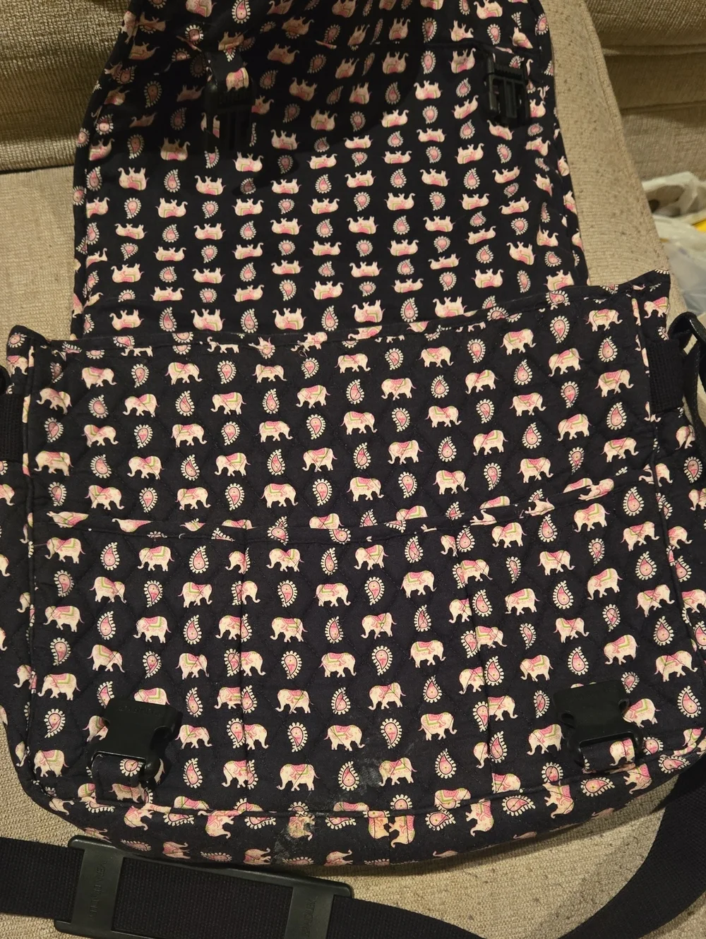 Vera Bradley Pink Elephants Messenger Bag